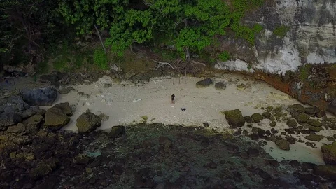 Ocean Beach and Rocks - Wide View - Bali 2 Stock Footage 114032365