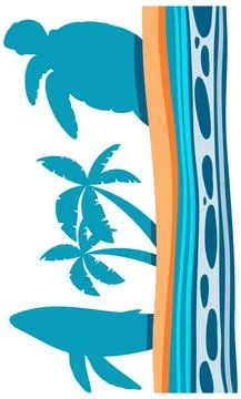 Ocean beach in flat style Stock Illustration