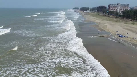 Ocean Beach Flying PushIn Shot Ocean on the Left, 4K Stock Footage 274894470