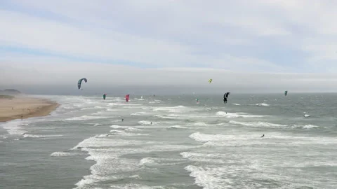 Ocean Beach Kiteboards Stock Footage 132067383