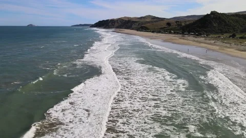 Ocean Beach NZ Drone 4k Stock Footage 169005581