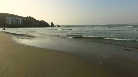 Ocean Beach.  Peru: View of the Cerro Azul port Stock Footage 60043720