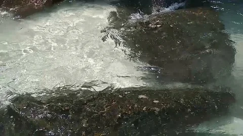 Ocean beach, Phi Phi islands, Thailand, green clear sea water and rocks. Stock Footage 88264689