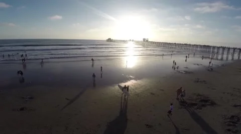 Ocean Beach Pier flight Stock Footage 48372878