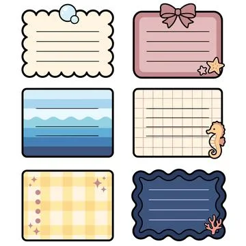 Ocean Beach Sea Sticky Note Bundle Stock Illustration