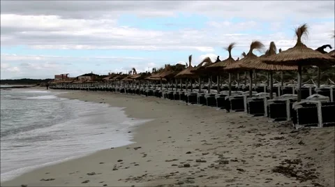 Ocean beach seaside overview on cloudy day Stock Footage 41708518