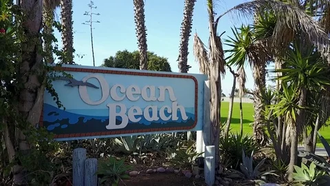 Ocean Beach Sign 스톡 동영상 71150086