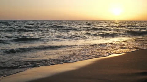 Ocean beach sunrise and dramatic colorful sky clouds Stock Footage 226622920