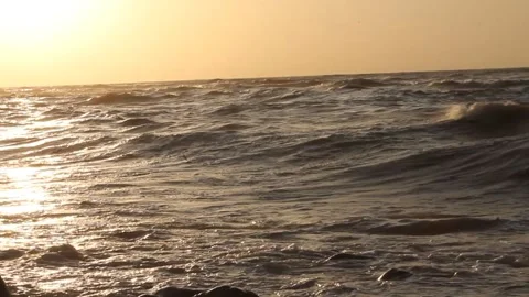 Ocean beach sunrise and dramatic colorful sky clouds Stock Footage 276362262