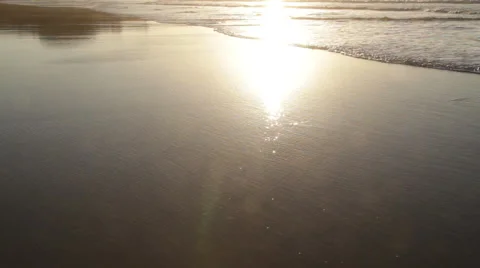 Ocean on beach sunset Stock Footage 44392456