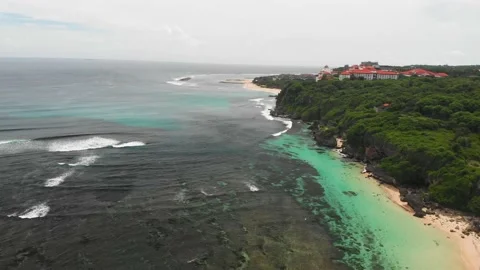 Ocean, beach, temple above the ocean | Bali, Indonesia | 4K video Stock Footage 169072147