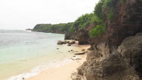 Ocean, beach, temple above the ocean | Bali, Indonesia | 4K video Stock Footage 169072589