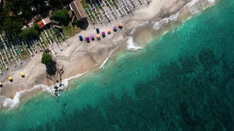 Ocean, beach, temple above the ocean | Bali, Indonesia | 4K video Stock Footage 197928126