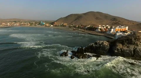Ocean Beach. View of the Cerro Azul port Stock Footage 60043832