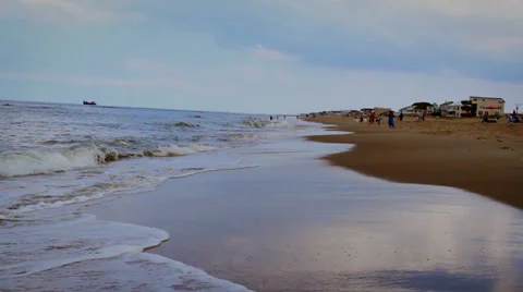 Ocean Beach Waves Side View Stock Footage 25425611