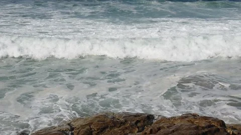 Ocean Beach Waves Slow Motion Video stock 220545286