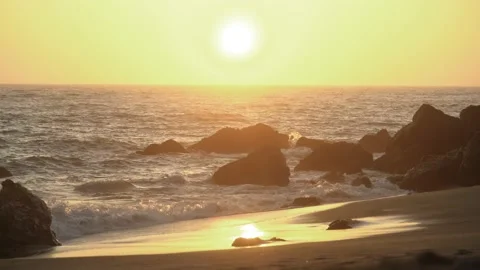 Ocean Beach Waves at Sunset in Malibu Video stock 230926572
