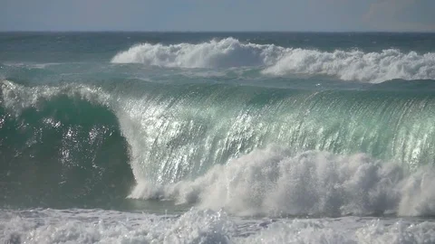 Ocean beautiful roller green wave Stock Footage 99038051
