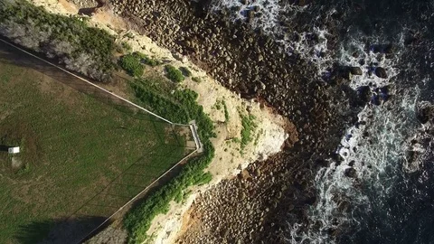 Ocean Birds Eye View Aerial Shot of Waves at Shore Stock Footage