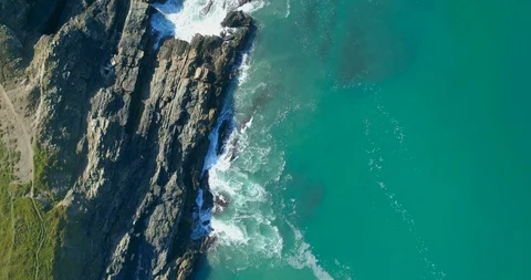 Ocean Birds Eye View, Cornwall Stock Footage 104853134
