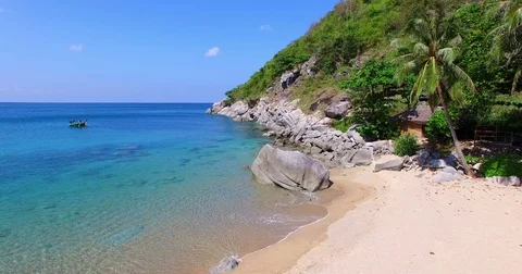 Ocean blue at the hidden paradise beach Stock Footage