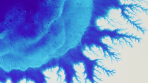 Ocean blue particles and fluid flowing on white background, Abstract Видео 134853678