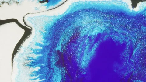 Ocean blue particles and fluid flowing on white background, Abstract Stock Footage 134857547