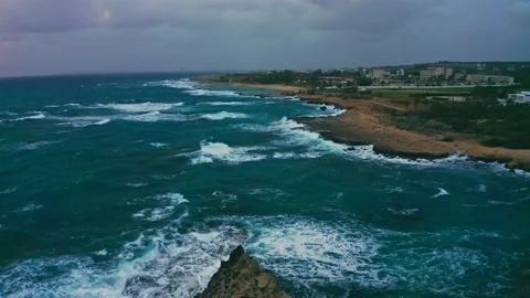 Ocean blue storm nature texture background beach sea Stock Footage 170195707