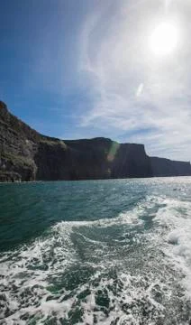 Ocean Boat Ride, View of Cliffs of Moher Stock Photos