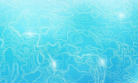 Ocean bottom topographic line map curvy wave isolines vector illustration. イラスト素材