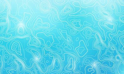 Ocean bottom topographic line map curvy wave isolines vector illustration. Stock Illustration