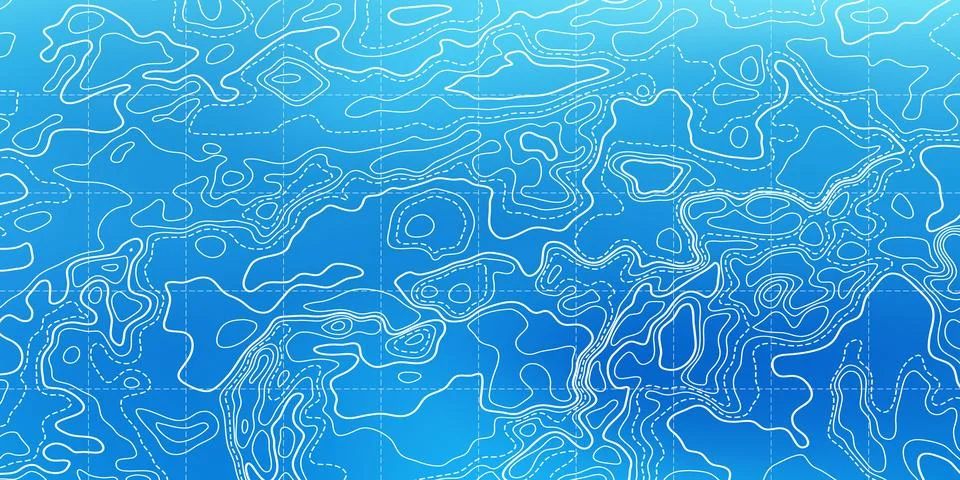 Ocean bottom topographic line map curvy wave isolines vector illustration. イラスト素材