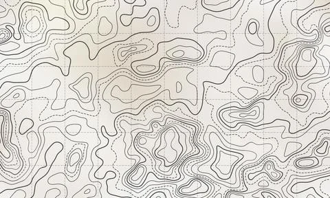 Ocean bottom topographic line map curvy wave isolines vector illustration. Illustrazione stock