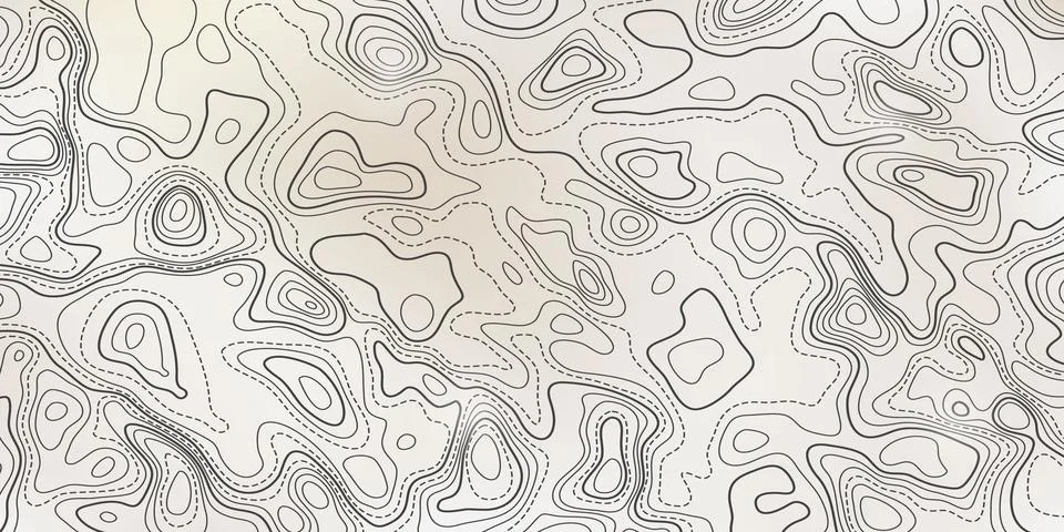 Ocean bottom topographic line map curvy wave isolines vector illustration. Stock Illustration