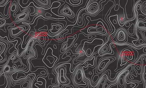 Ocean bottom topographic line map curvy wave isolines vector illustration. イラスト素材