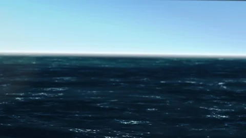 Ocean with bright waves, a touch of sunshine and horizon in far distance Stock Footage 99709844