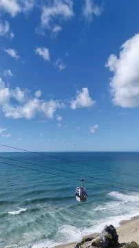 Ocean cable car on the seashore Stock Photos