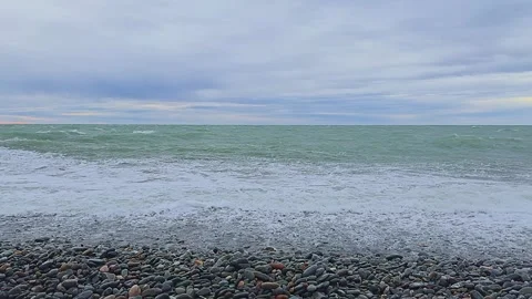 The ocean is calm and the sky is cloudy Stock Footage 269868282