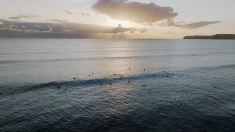 The ocean is calm and the sun is setting Stock Footage 297078080