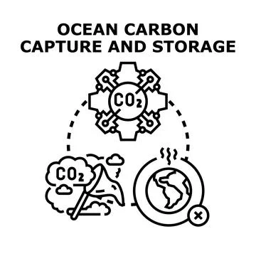 Ocean carbon capture storage technology protecting global environment Stock Illustration