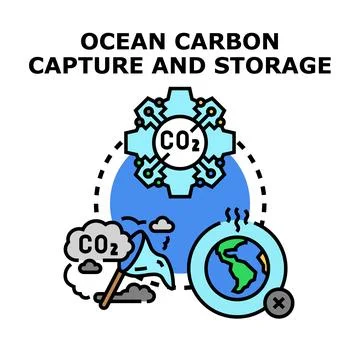 Ocean carbon capture storage technology protecting global environment Stock Illustration