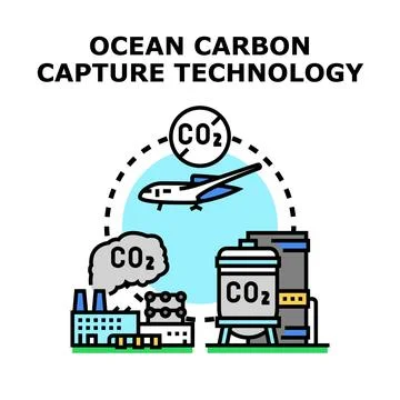 Ocean carbon capture technology concept illustration Stock Illustration