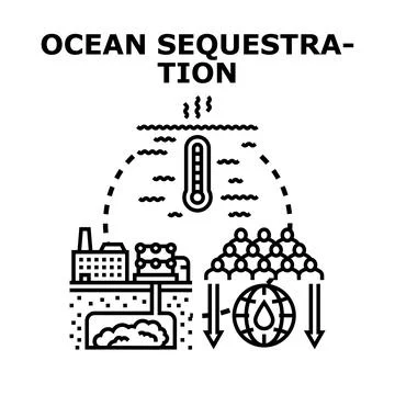 Ocean carbon sequestration process combating climate change Stock Illustration