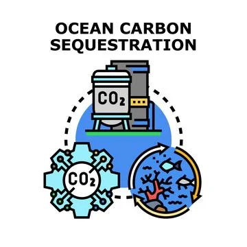 Ocean carbon sequestration process storing atmospheric co2 Stock Illustration