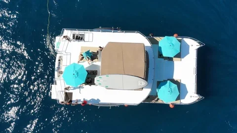 Ocean Catamaran Aerial View Video stock 101081051