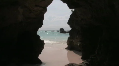 Ocean Cave in the Caribbean Stock Footage 462367