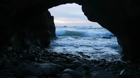 Ocean Cave Waves Stock Footage 10586960