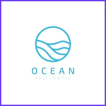 Ocean in a circle. Simple and modern logo design. Stock Illustration