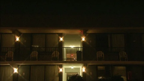 Ocean City motel at night Stock Footage