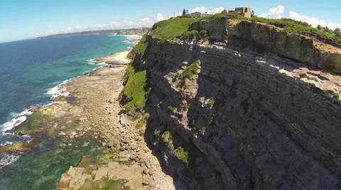 Ocean to Cliff flight Stock Footage 36107753